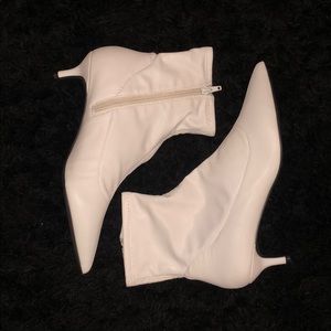 Free People White Marilyn Kitten Heel Boots